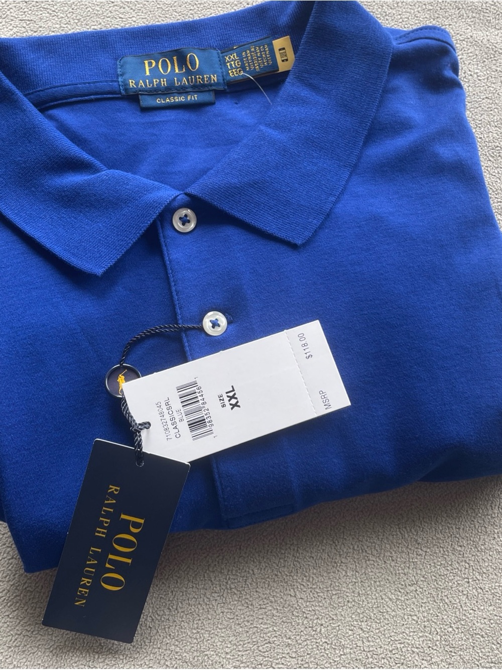 New Men's Ralph Lauren Polo 2X Blue 100% Cotton Classic Fit Pony Shirt XXL NWT